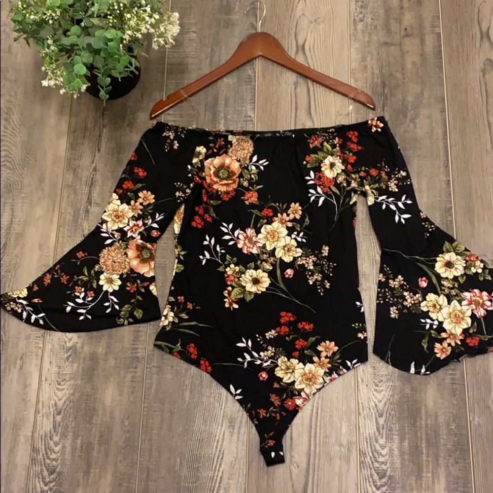 Black floral bodysuit